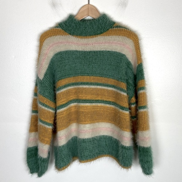Urban Outfitters Kimchi Blue Fuzzy Sweater Size S Multicolor Slouchy Mock Neck - Picture 5 of 11